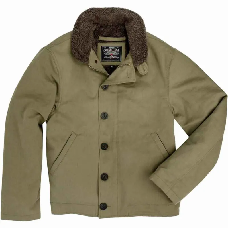 Cockpit USA Mens USN N1 Bedford Cord Deck Jacket (Sage) SIZE LARGE - Final Sale Ships Same Day sold by Legendary USA