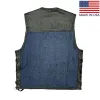 Legendary Blue Demo Denim & Leather Cropped Side Braided Club Style Vest sold by Legendary USA