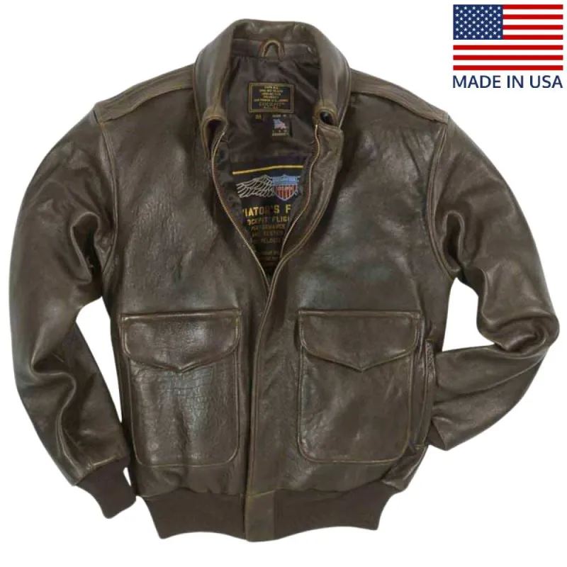 Cockpit USA Mens 100 Mission A-2 Lambskin Leather Flight Jacket sold by Legendary USA