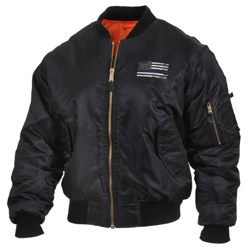 Rothco Thin Blue Line Flag MA-1 Flight Jacket sold by Legendary USA