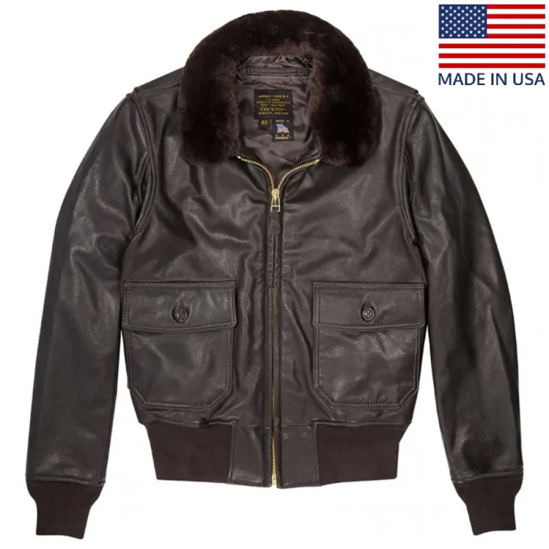 Cockpit USA Mens Mil Spec USN G-1 Leather Flight Jacket sold by Legendary USA