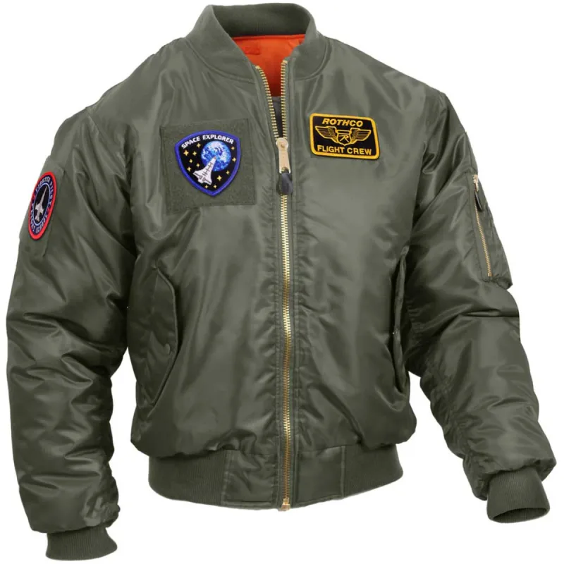 Rothco Mens MA-1 Flight Jacket with Patches Sage Green Size XLARGE - Final Sale Ships Same Day sold by Legendary USA