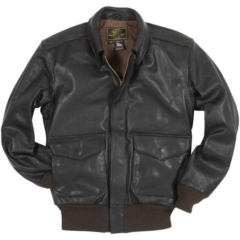 Cockpit USA Mens USAF Goatskin A-2 Flight Jacket - Brown sold by Legendary USA product image thumbnail 3