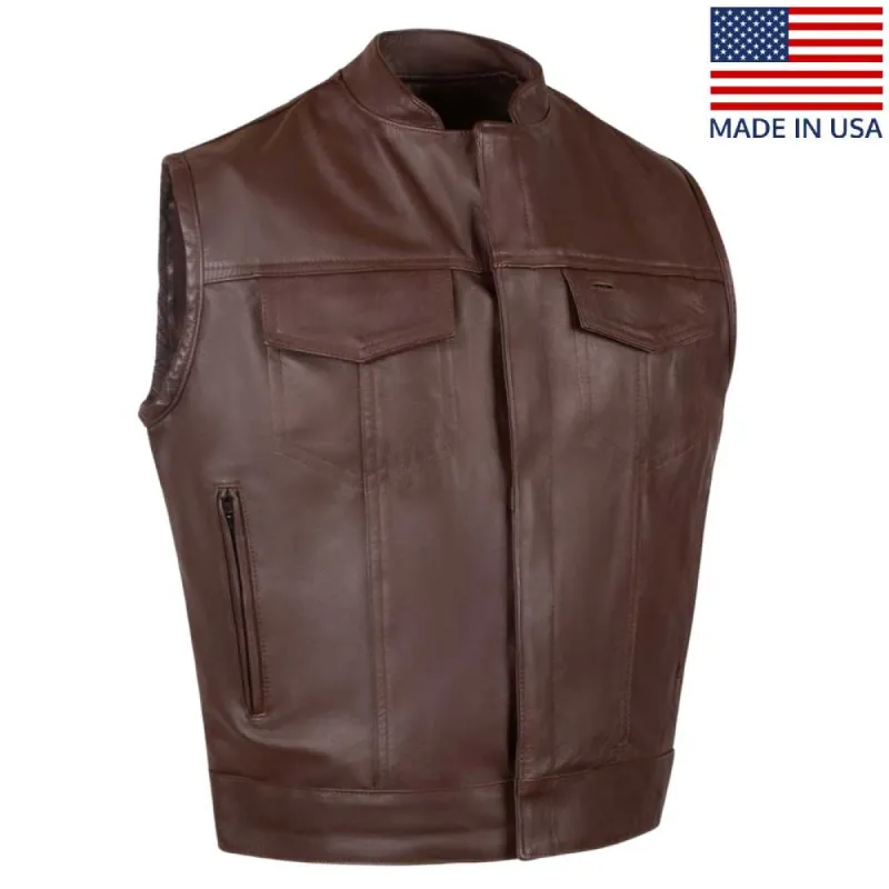 Beck® Men's 566 Brown Horsehide Leather Motorcycle Vest sold by Legendary USA