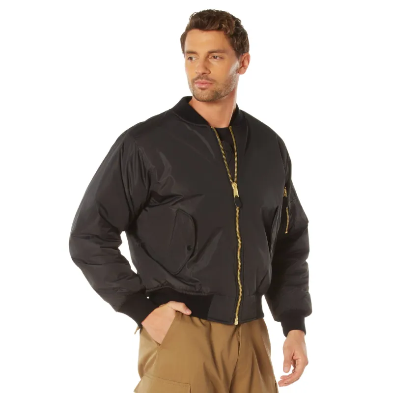 Mens Enhanced MA-1 Nylon Flight Jacket by Rothco (Black) Size LARGE - Final Sale Ships Same Day sold by Legendary USA