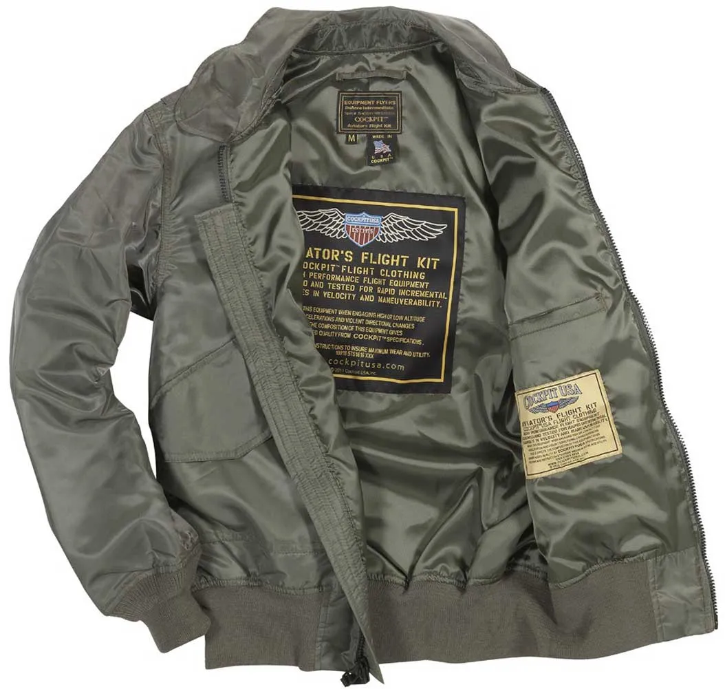 Cockpit USA Mens USN Fighter Weapons Nylon Flight Jacket - Sage sold by Legendary USA product image thumbnail 2