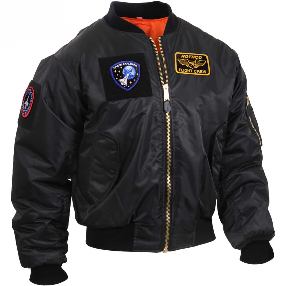 Rothco Mens MA-1 Flight Jacket with Patches (Black) Size 3XLARGE - Final Sale Ships Same Day sold by Legendary USA