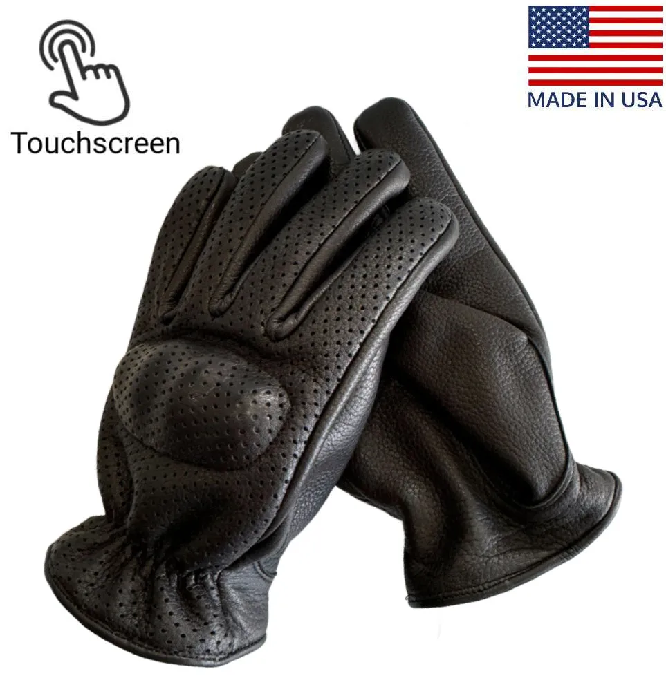 Legendary Uppercut Deerskin Short Wrist Perforated Knuckle Defense Touchscreen Motorcycle Gloves sold by Legendary USA