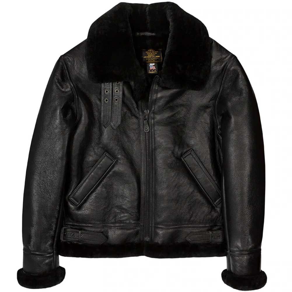 Cockpit USA Mens Black B-3 Sheepskin Bomber Jacket SIZE 38 - Final Sale Ships Same Day sold by Legendary USA