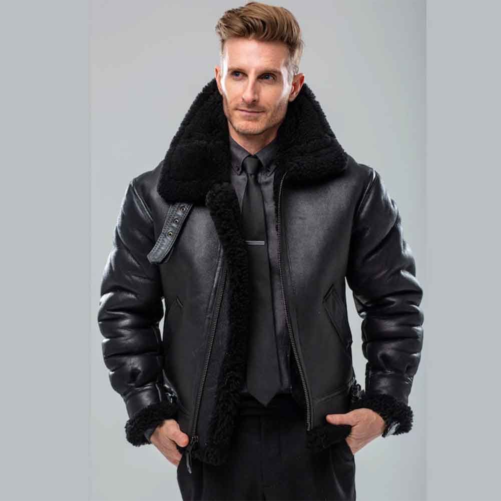 Cockpit USA Mens Black B-3 Sheepskin Bomber Jacket SIZE 38 - Final Sale Ships Same Day sold by Legendary USA product image thumbnail 2
