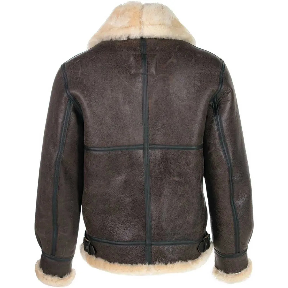 Schott NYC Men's 257S B-3 Sheepskin Bomber Jacket - Brown sold by Legendary USA product image thumbnail 4