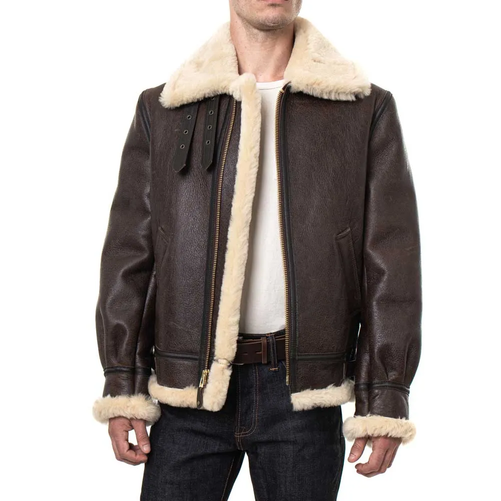 Schott NYC Men's 257S B-3 Sheepskin Bomber Jacket - Brown sold by Legendary USA product image thumbnail 5