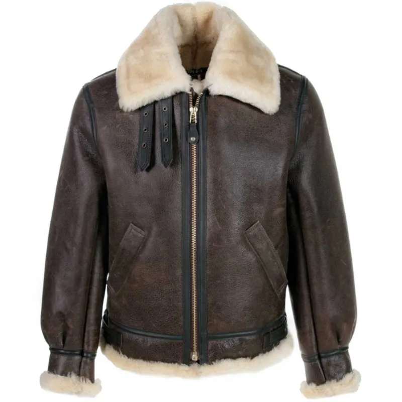 Schott NYC Men's 257S B-3 Sheepskin Bomber Jacket - Brown sold by Legendary USA