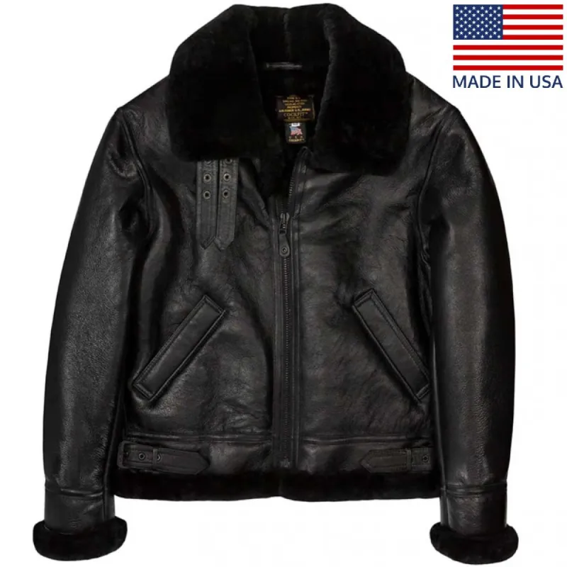 Cockpit USA Men's Black B-3 Sheepskin Bomber Jacket sold by Legendary USA