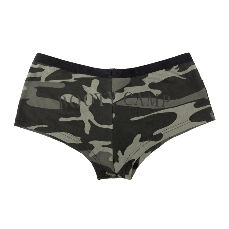 Black Camo "Booty Camp" Booty Shorts sold by Legendary USA