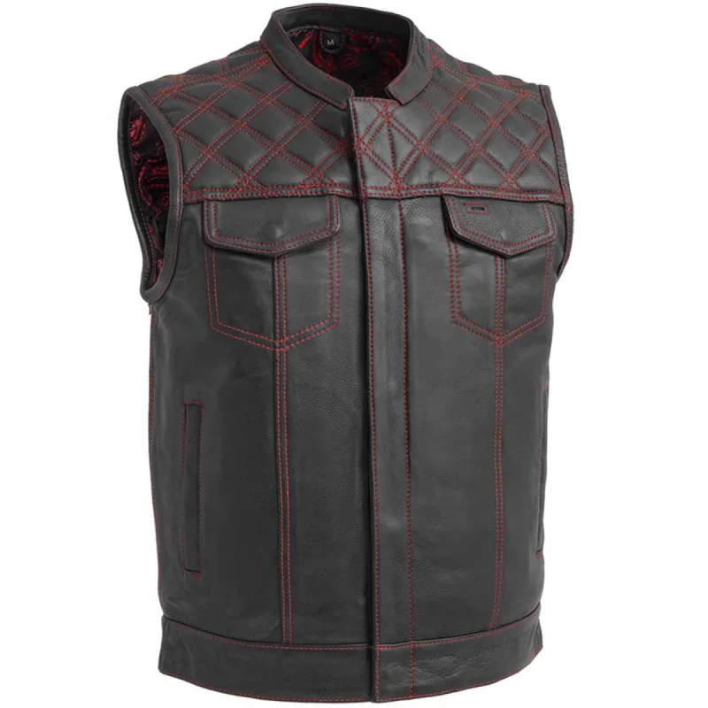 First Mfg Mens Downside Diamond Quilt Leather Vest sold by Legendary USA