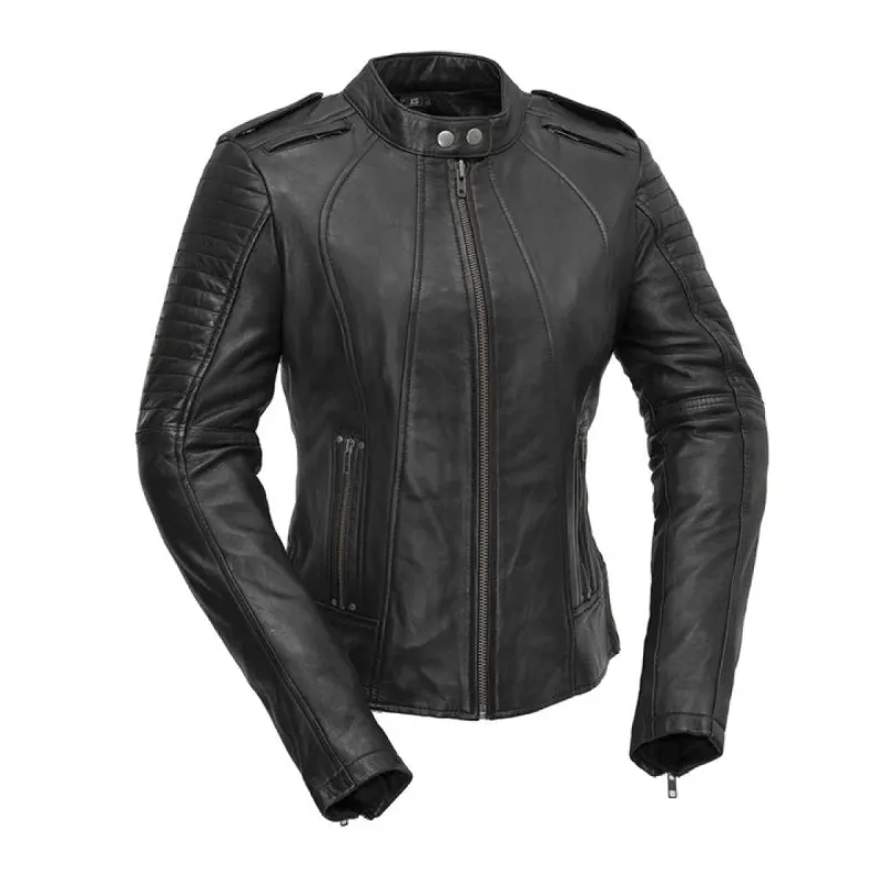 Biker - Women's Motorcycle Leather Jacket sold by Legendary USA