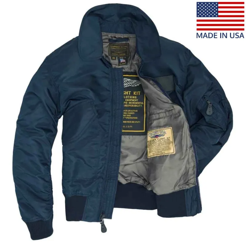 Cockpit USA Men's USN Fighter Weapons Nylon Flight Jacket - Navy sold by Legendary USA
