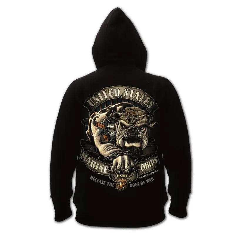 Rothco Black Ink U.S.M.C. Bulldog Hooded Pullover Sweatshirt made by Rothco