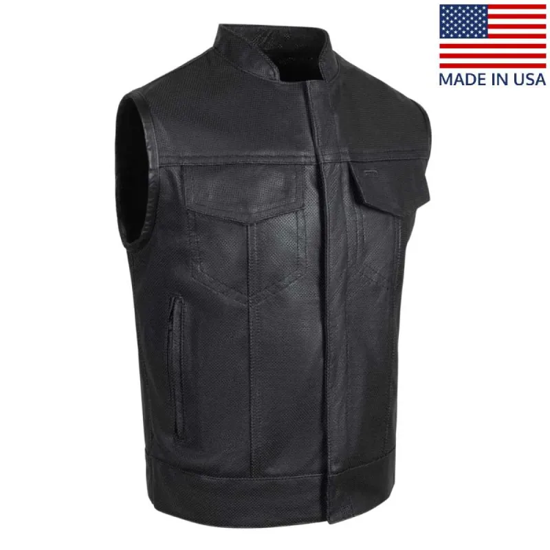 Legendary Holy Ghost Men's Perforated Leather Motorcycle Vest sold by Legendary USA
