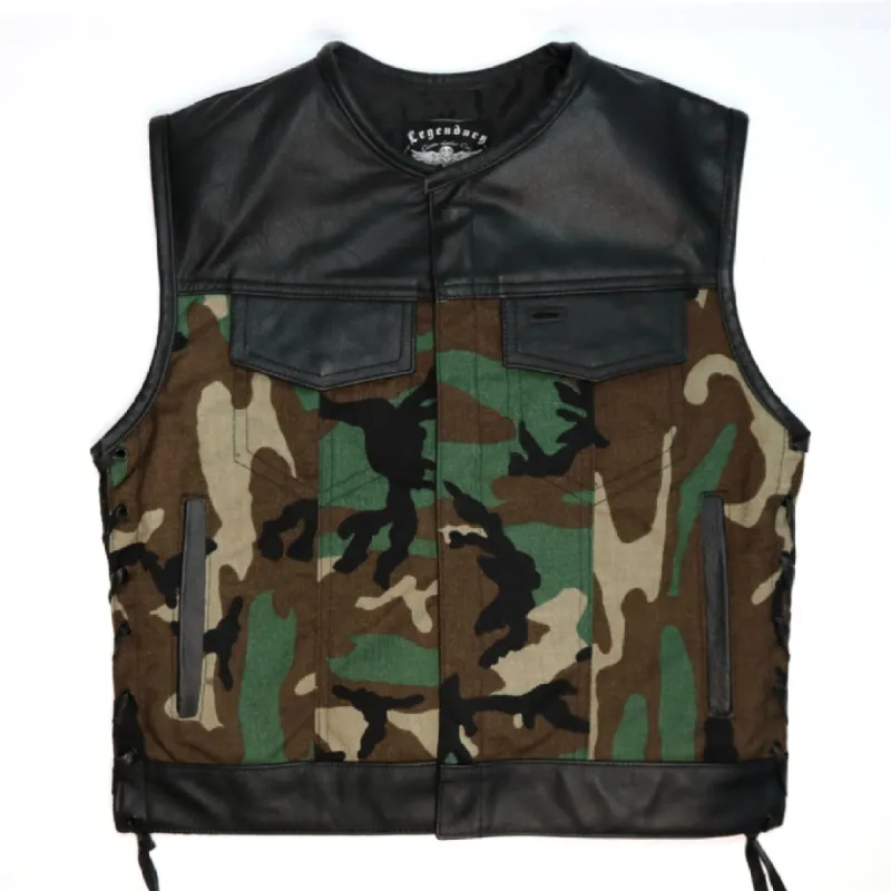 Legendary Camo Club Cordura & Leather Motorcycle Vest sold by Legendary USA