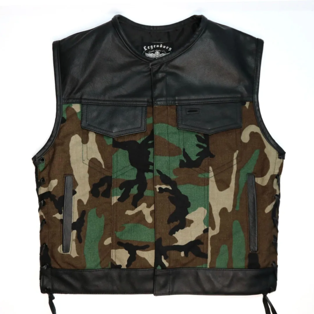 Legendary Camo Club Cordura & Leather Motorcycle Vest sold by Legendary USA