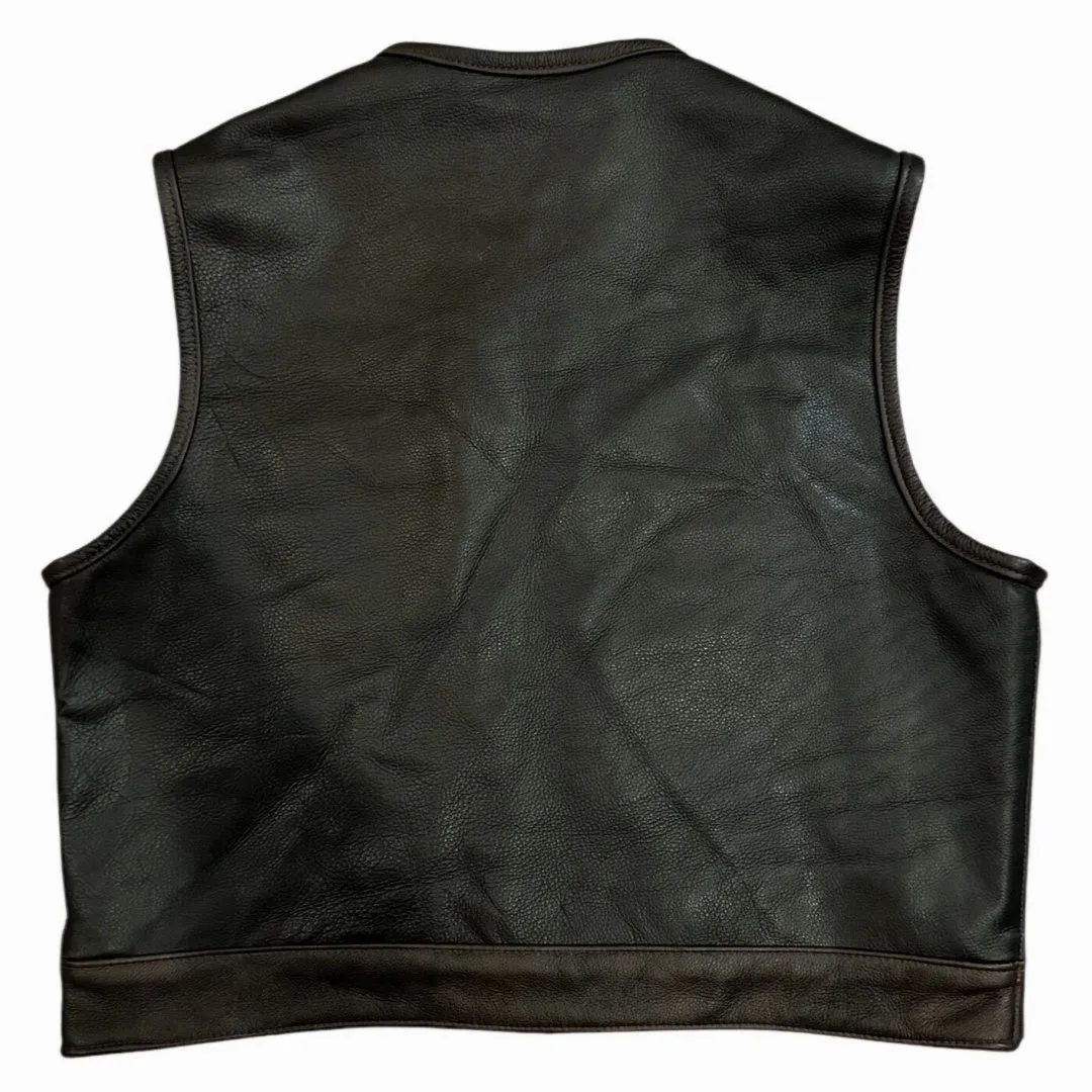 Legendary Lowlife Z Dark Chocolate Cropped Fitted Leather Club Style Motorcycle Vest sold by Legendary USA product image thumbnail 3