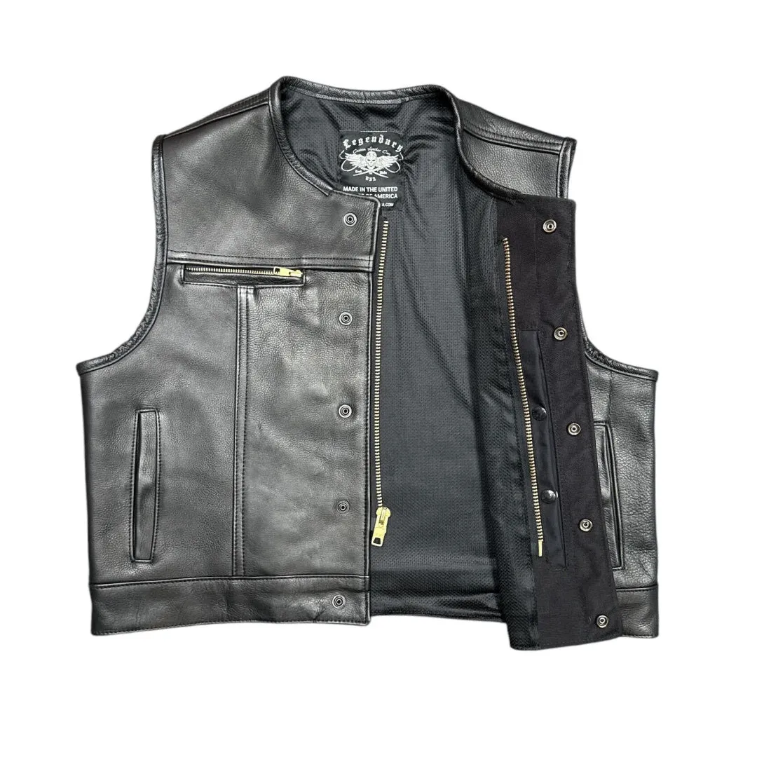 Legendary Lowlife Z Black Cropped Fitted Leather Club Style Motorcycle Vest sold by Legendary USA product image thumbnail 3