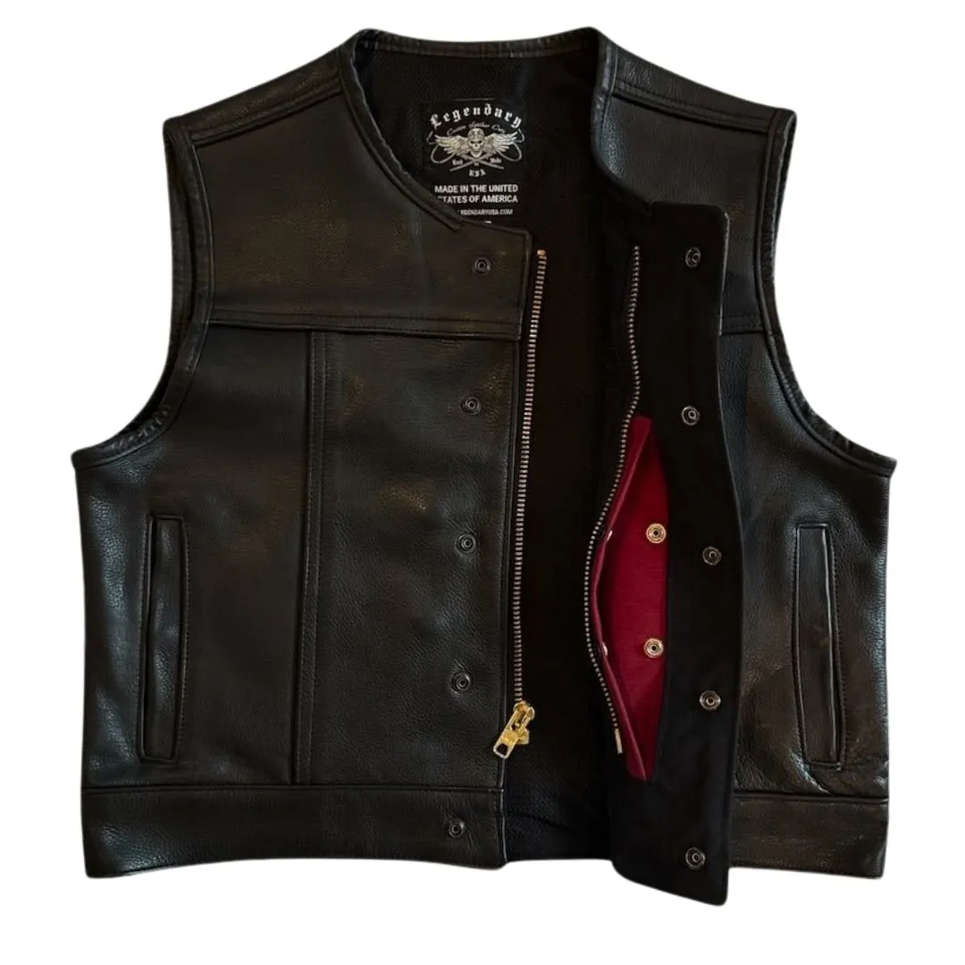 Legendary Lowlife NCP Black Cropped Fitted Leather Club Style Motorcycle Vest sold by Legendary USA product image thumbnail 4