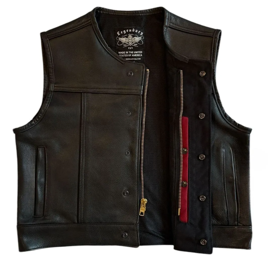 Legendary Lowlife NCP Black Cropped Fitted Leather Club Style Motorcycle Vest sold by Legendary USA product image thumbnail 2
