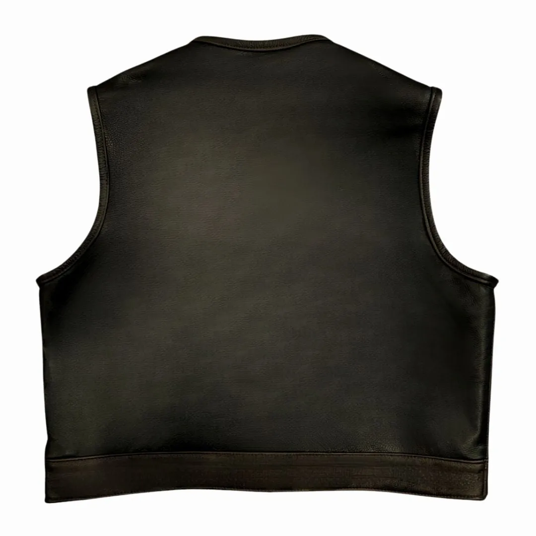 Legendary LowLife NOP Dark Chocolate Cropped Fitted Leather Club Style Motorcycle Vest sold by Legendary USA product image thumbnail 3