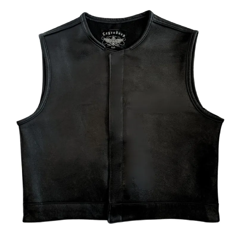 Legendary LowLife NOP Black Cropped Fitted Leather Club Style Motorcycle Vest sold by Legendary USA