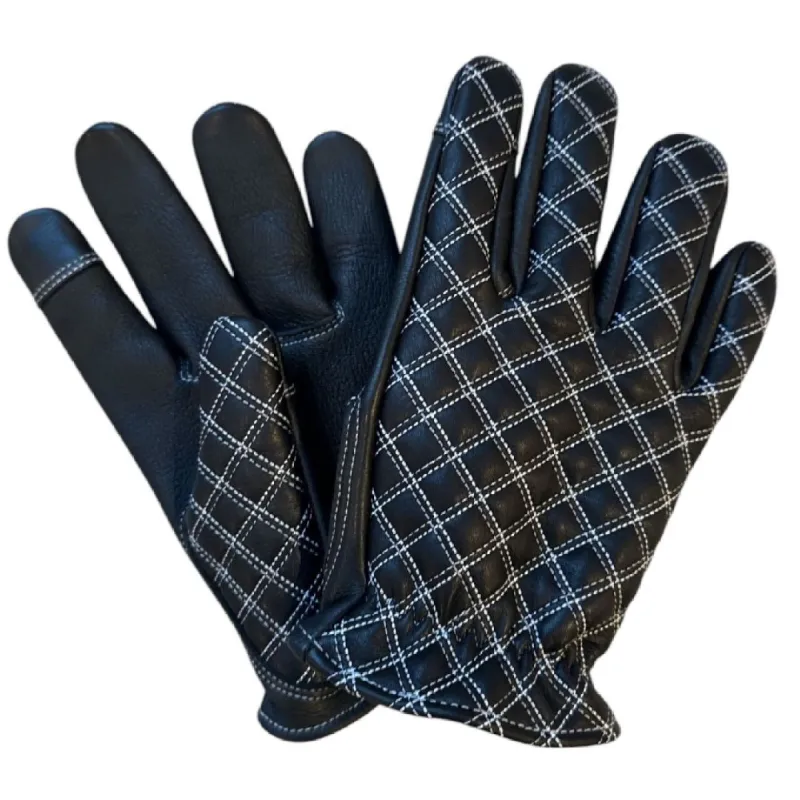 Legendary Double-Diamond Stitched Deerskin Short Wrist Touchscreen Gloves - White made by Legendary USA