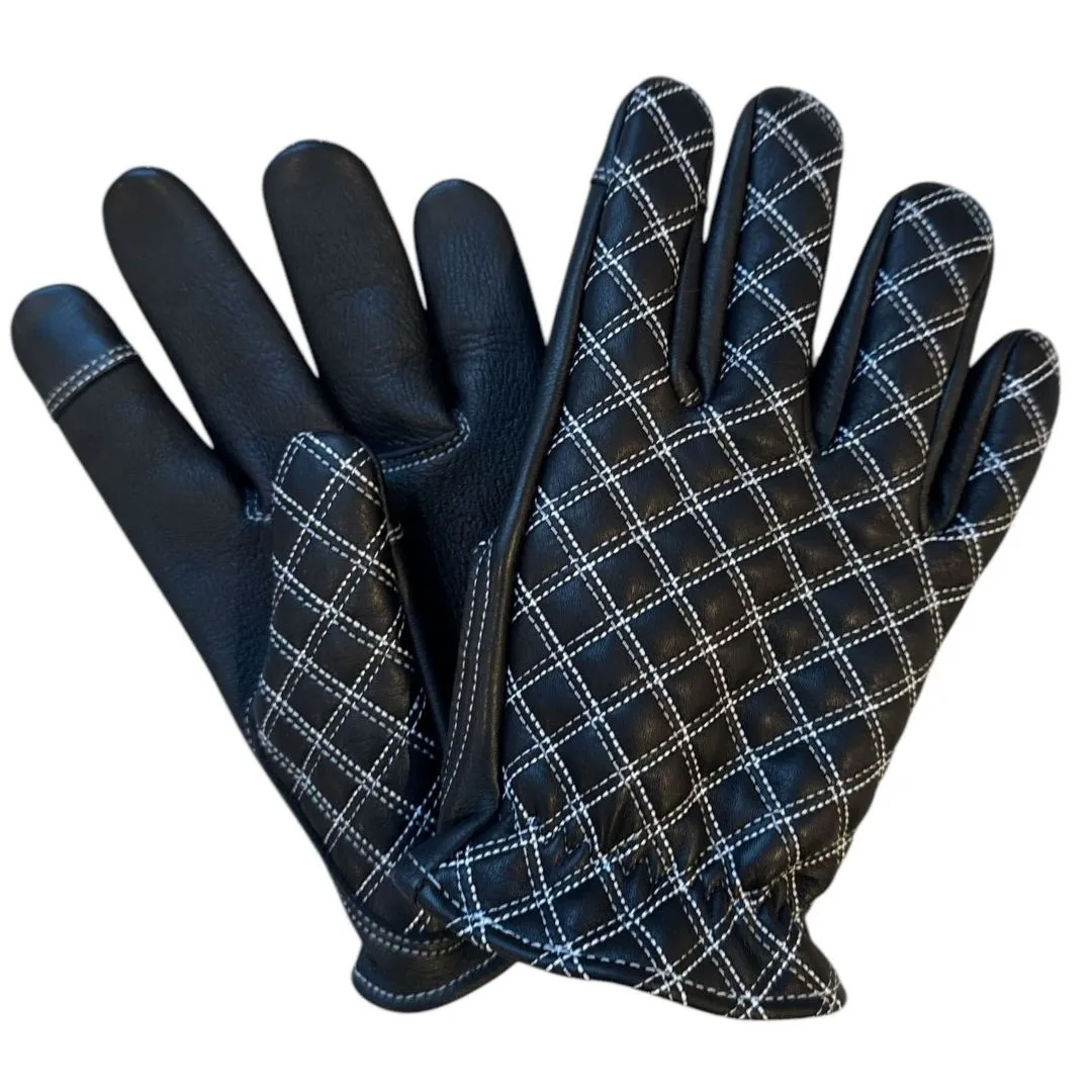 Legendary Double-Diamond Stitched Deerskin Short Wrist Touchscreen Gloves - White sold by Legendary USA