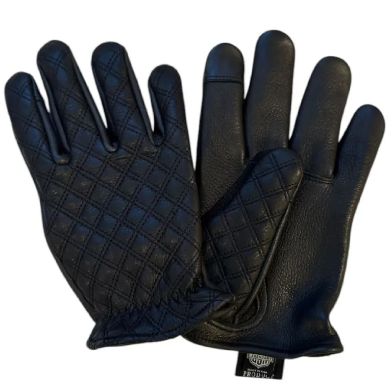 Legendary Double-Diamond Stitched Deerskin Short Wrist Touchscreen Gloves - Black sold by Legendary USA