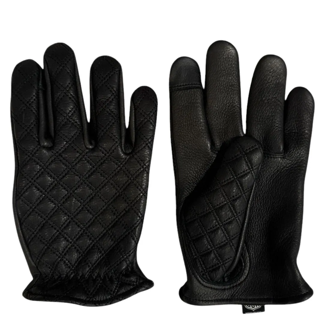 Legendary Double-Diamond Stitched Deerskin Short Wrist Touchscreen Gloves - Black sold by Legendary USA product image thumbnail 2