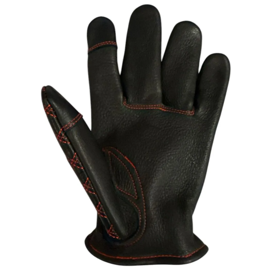 Legendary Double-Diamond Stitched Deerskin Short Wrist Touchscreen Gloves - Red sold by Legendary USA product image thumbnail 2
