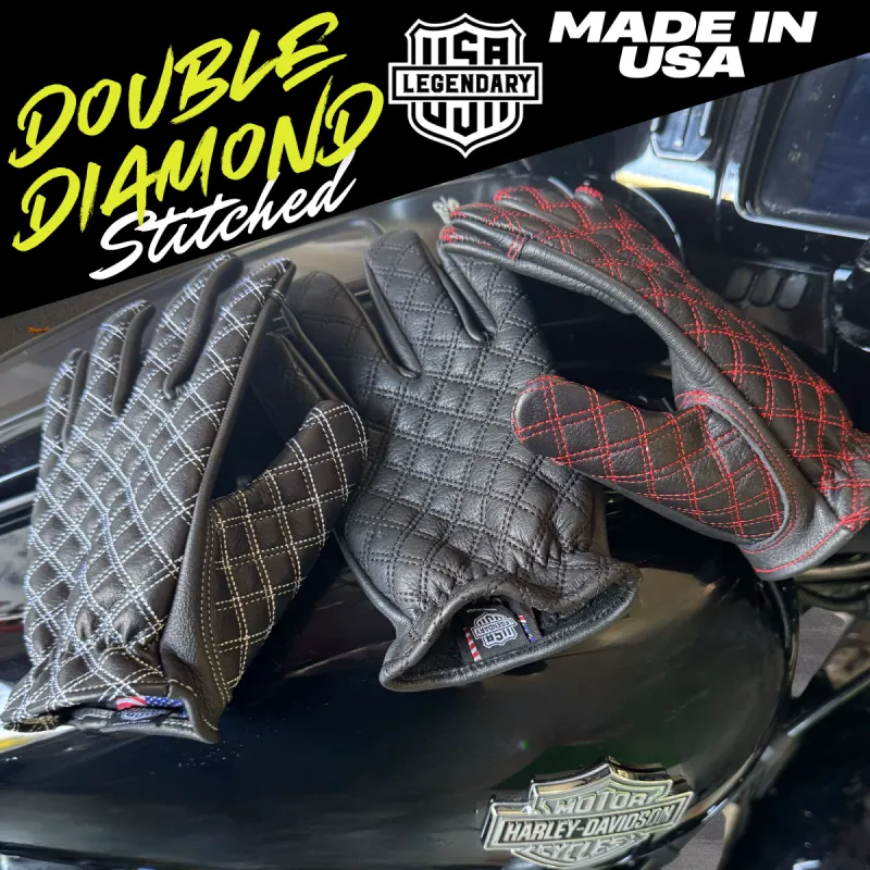 Legendary Double-Diamond Stitched Deerskin Short Wrist Touchscreen Gloves sold by Legendary USA