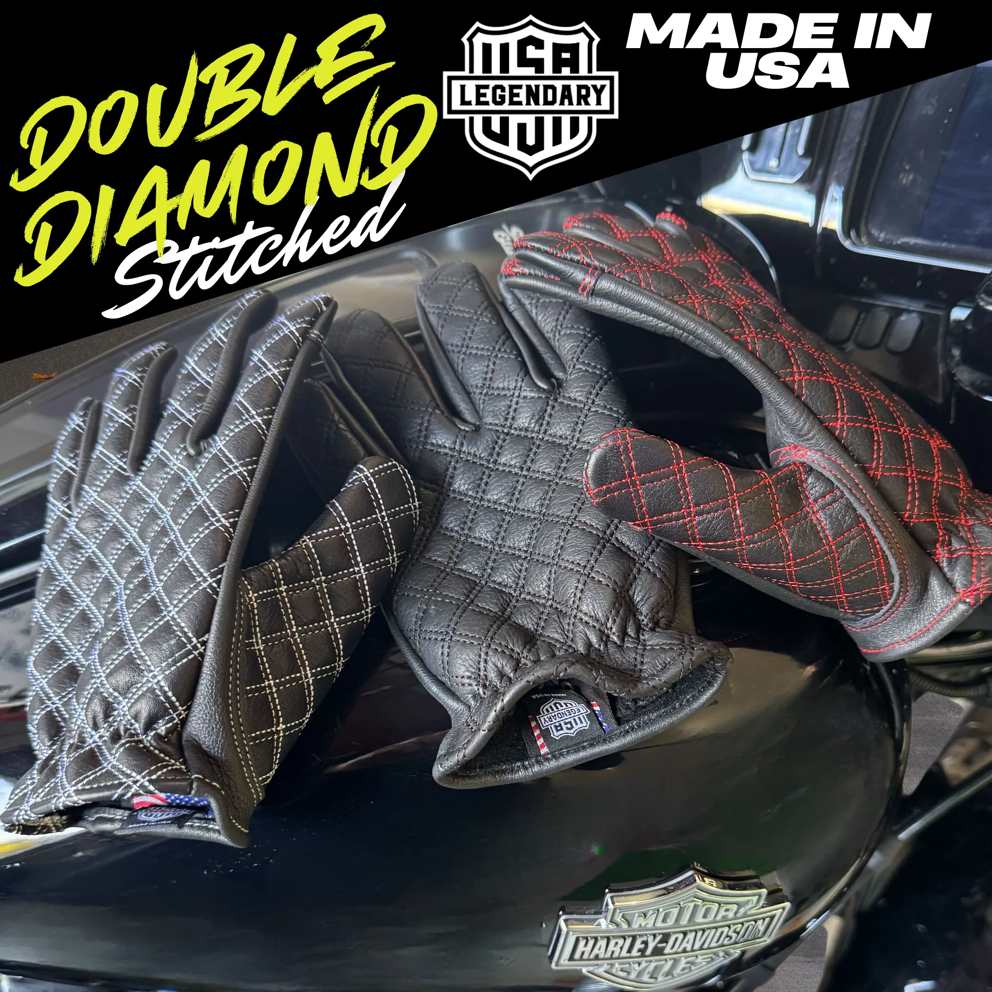 Legendary Double-Diamond Stitched Deerskin Short Wrist Touchscreen Gloves sold by Legendary USA