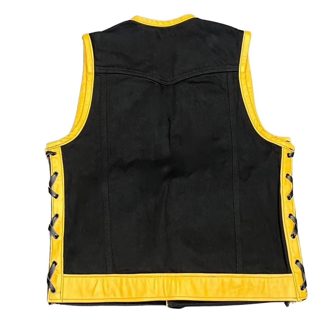 Denim & Gold Leather Sample Size Medium Motorcycle Vest sold by Legendary USA product image thumbnail 2