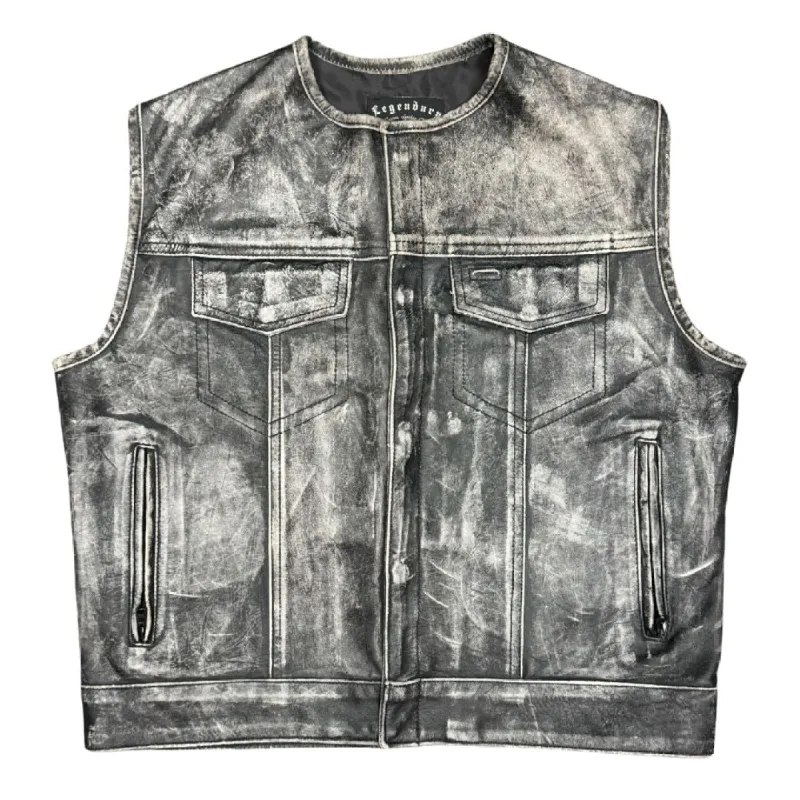 Legendary Neckless Outlaw Men's Aged Leather Motorcycle Vest SIZE 46 - Final Sale Ships Same Day sold by Legendary USA