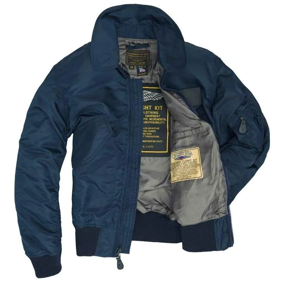 Cockpit USA Mens USN Fighter Weapons Nylon Flight Jacket - Navy SIZE: MEDIUM FINAL SALE SHIPS SAME DAY sold by Legendary USA