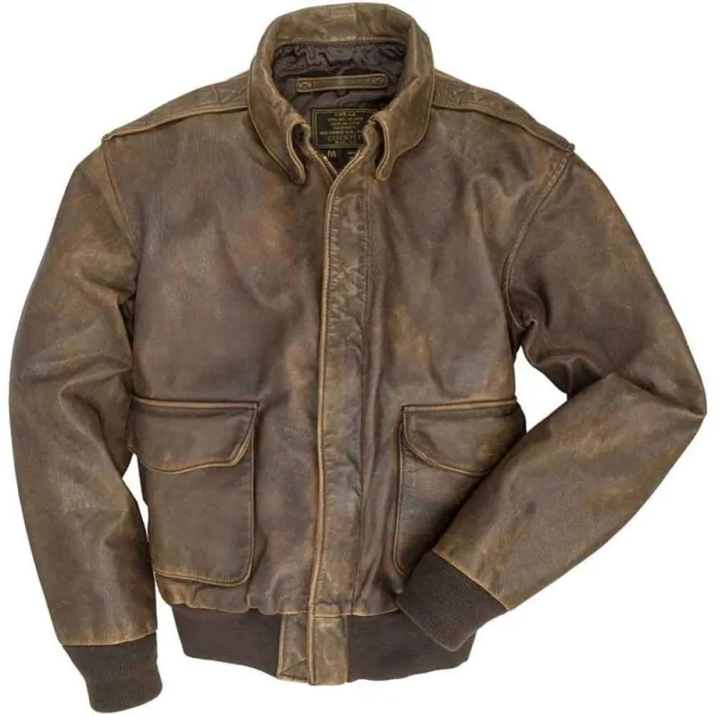 Cockpit USA Mens Mustang Vintage A-2 Leather Flight Jacket SIZE: MEDIUM Final Sale Ships Same Day sold by Legendary USA