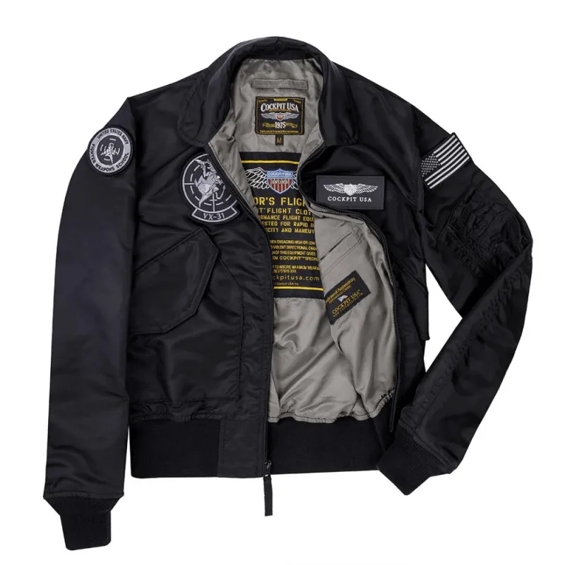 Cockpit USA Movie Heroes Mens Black Stealth Nylon Flight Jacket Size LARGE - Final Sale Ships Same Day sold by Legendary USA