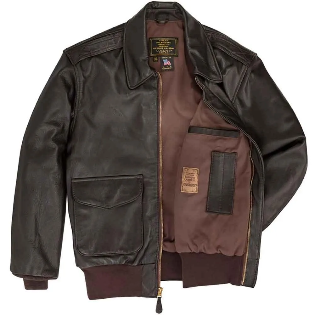 Cockpit USA Mens USAF Goatskin A-2 Flight Jacket - Black SIZE:40 FINAL SALE SHIPS SAME DAY sold by Legendary USA product image thumbnail 2