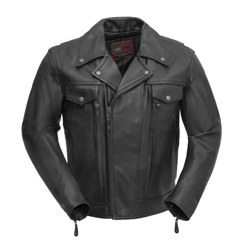 First Mfg Mastermind Men's Motorcycle Leather Jacket sold by Legendary USA