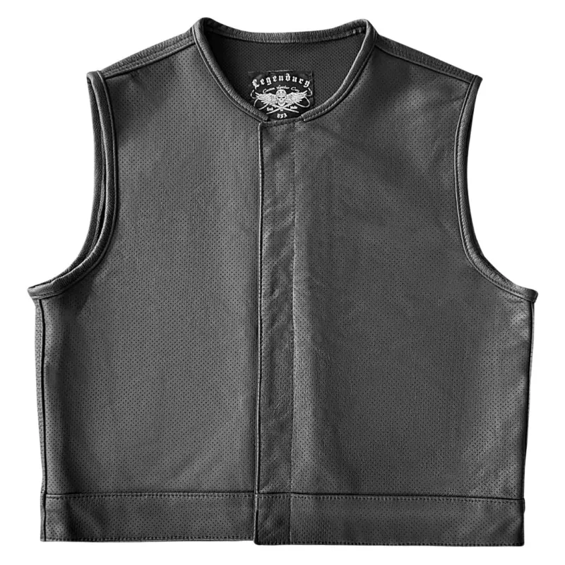 Legendary LowLife NOP Perforated Leather Cropped Fitted Club Style Motorcycle Vest sold by Legendary USA