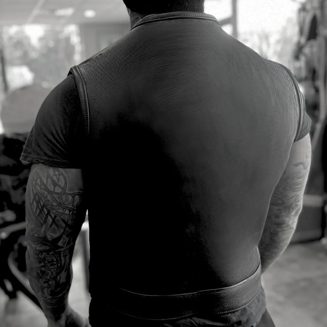 Legendary LowLife NCP Dark Chocolate Cropped Fitted Leather Club Style Motorcycle Vest sold by Legendary USA product image thumbnail 5