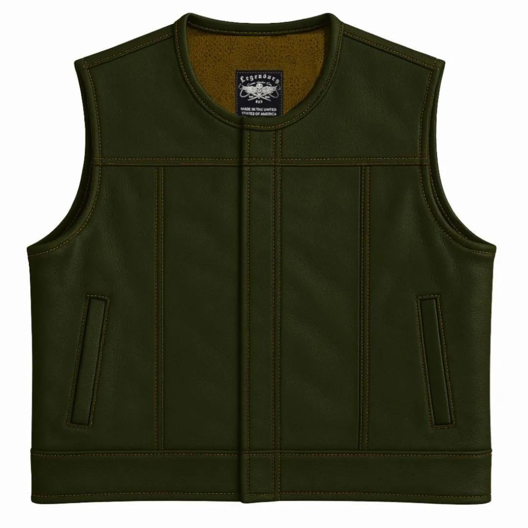 Legendary LowLife NCP Dark Chocolate Cropped Fitted Leather Club Style Motorcycle Vest sold by Legendary USA product image thumbnail 2