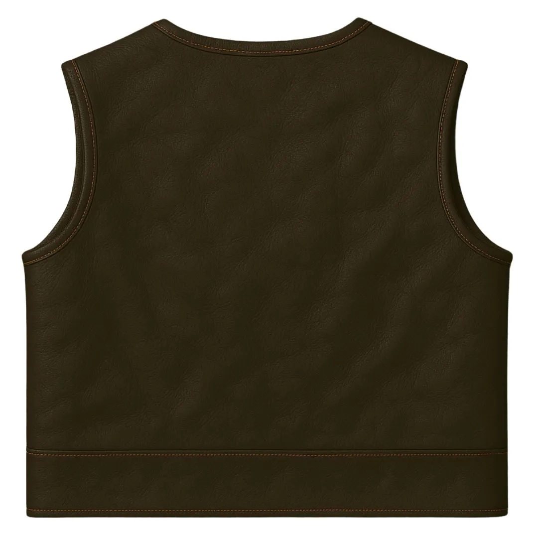 Legendary LowLife NCP Dark Chocolate Cropped Fitted Leather Club Style Motorcycle Vest sold by Legendary USA product image thumbnail 3